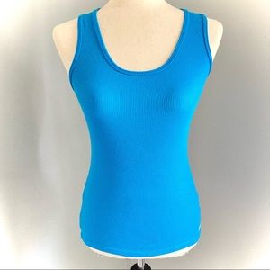 Soffe Light Blue Ribbed Cotton Sleeveless Tank Top
